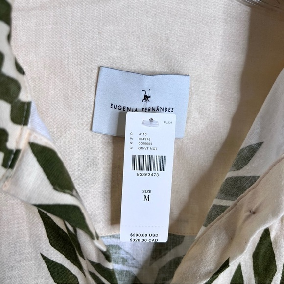 Eugenia Fernández Anthropologie Top Women Medium Safari Rahid Shirt Linen monkey - Picture 6 of 14